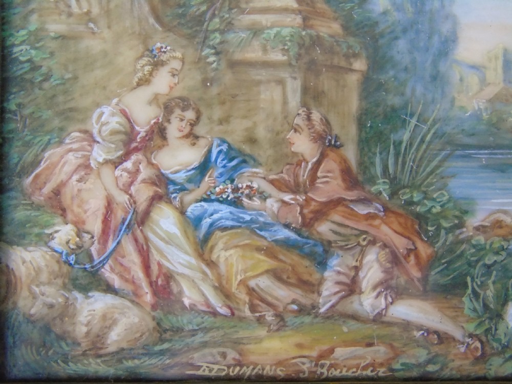 Beautiful Miniature Painting After Boucher By The Lake View V