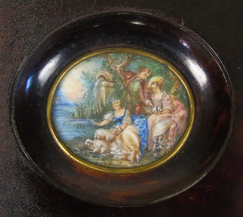 Beautiful Miniature Painting After Boucher Spring
