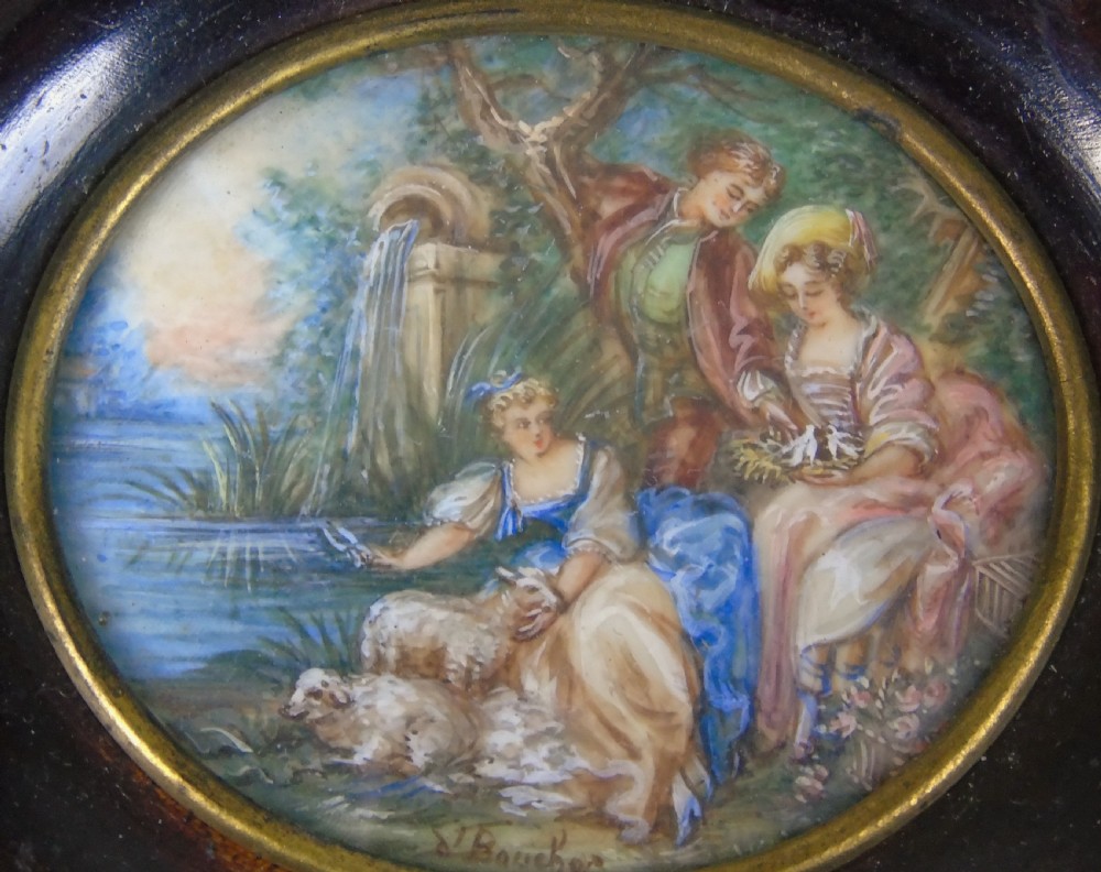 Beautiful Miniature Painting After Boucher Spring View IV