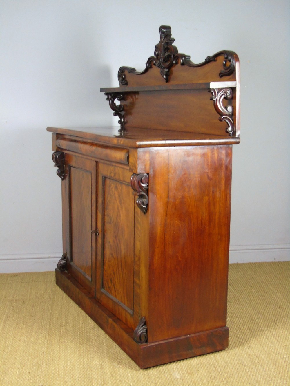Victorian Flame Mahogany Chiffonier Sideboard View IV