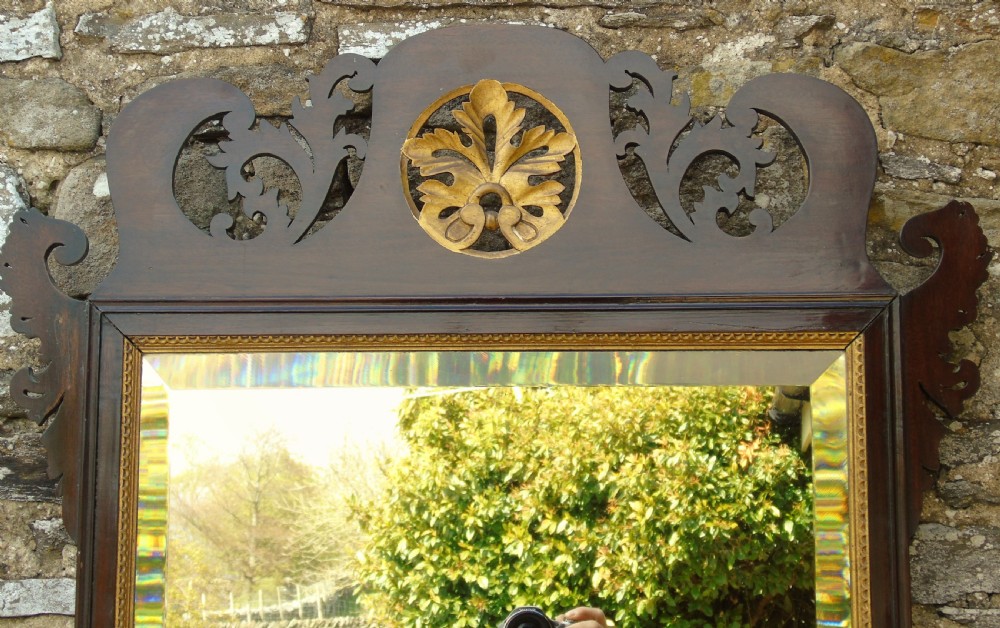 Good Large Georgian Mahogany Fretwork Gilt Mirror View III