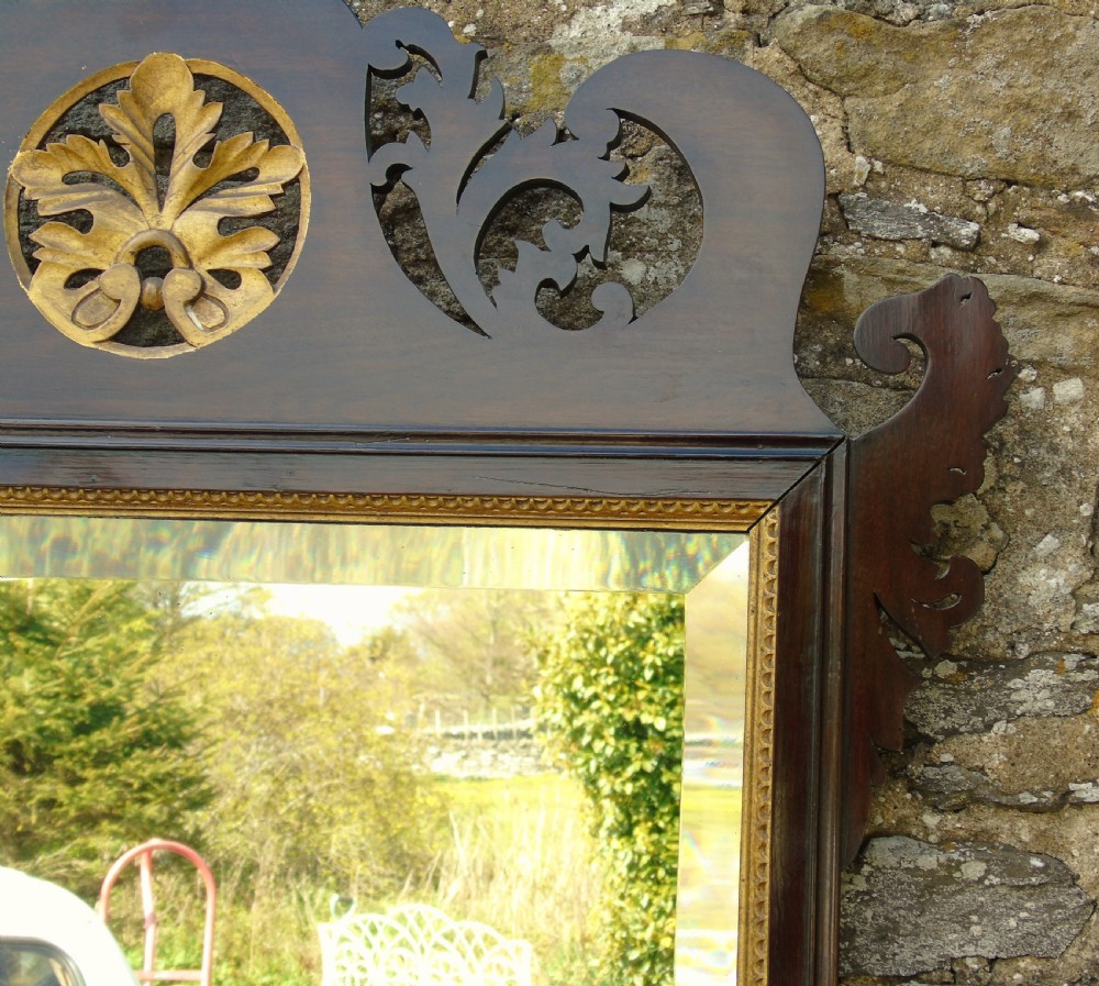 Good Large Georgian Mahogany Fretwork Gilt Mirror View IV