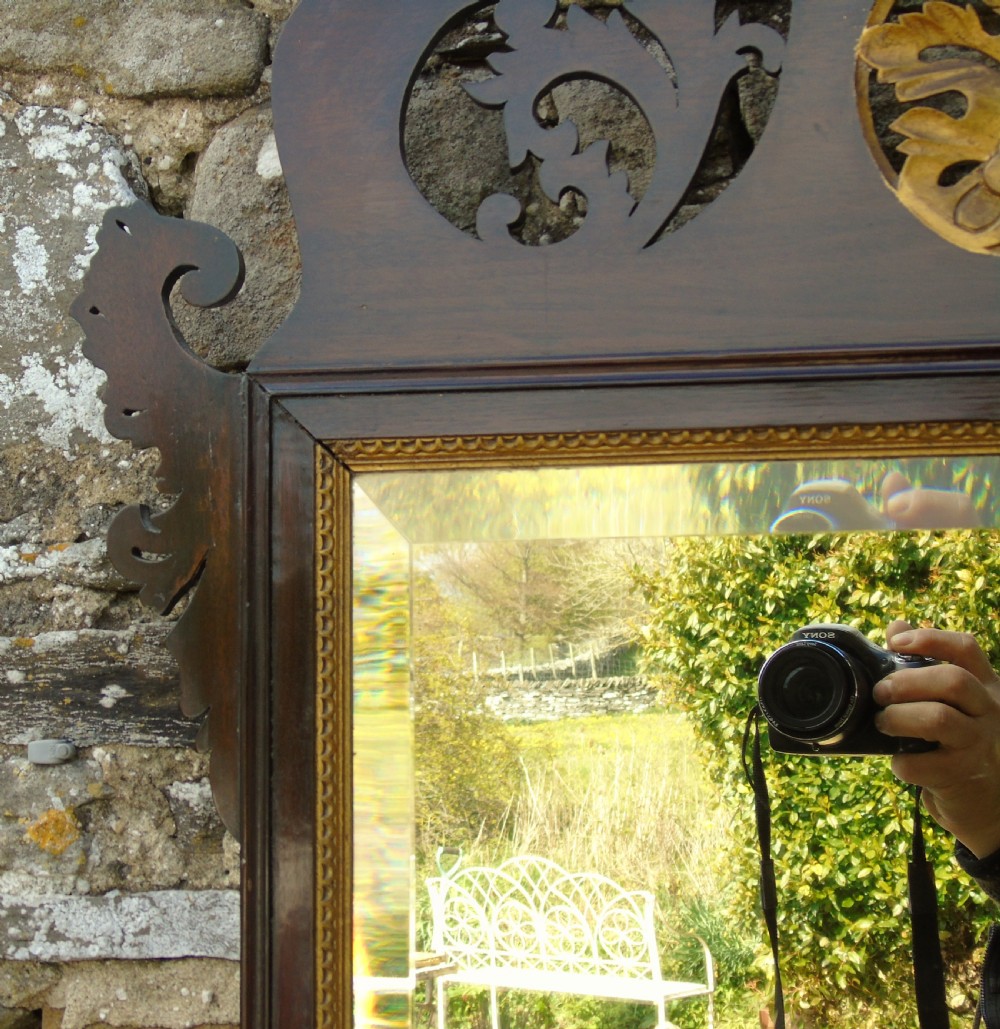 Good Large Georgian Mahogany Fretwork Gilt Mirror View V