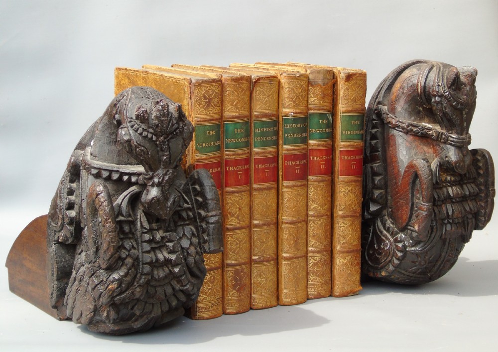 Good Pair of 18th Century Indian Carved Horse Head Bookends View III