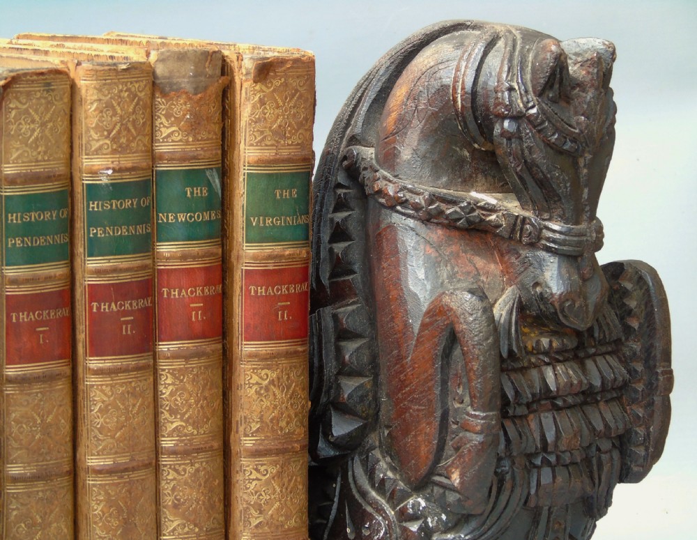 Good Pair of 18th Century Indian Carved Horse Head Bookends View IV