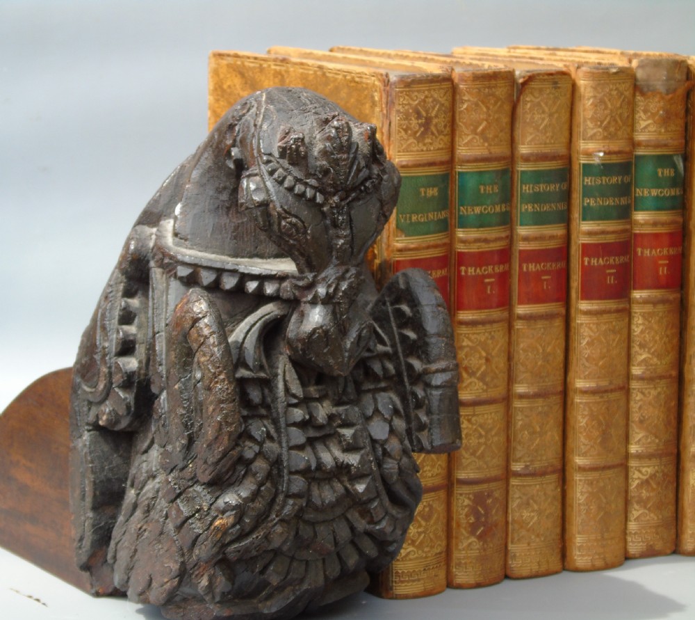 Good Pair of 18th Century Indian Carved Horse Head Bookends View V