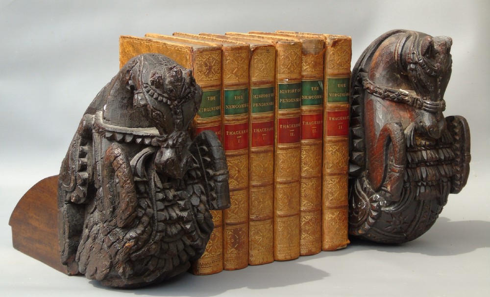 Good Pair of 18th Century Indian Carved Horse Head Bookends View VII