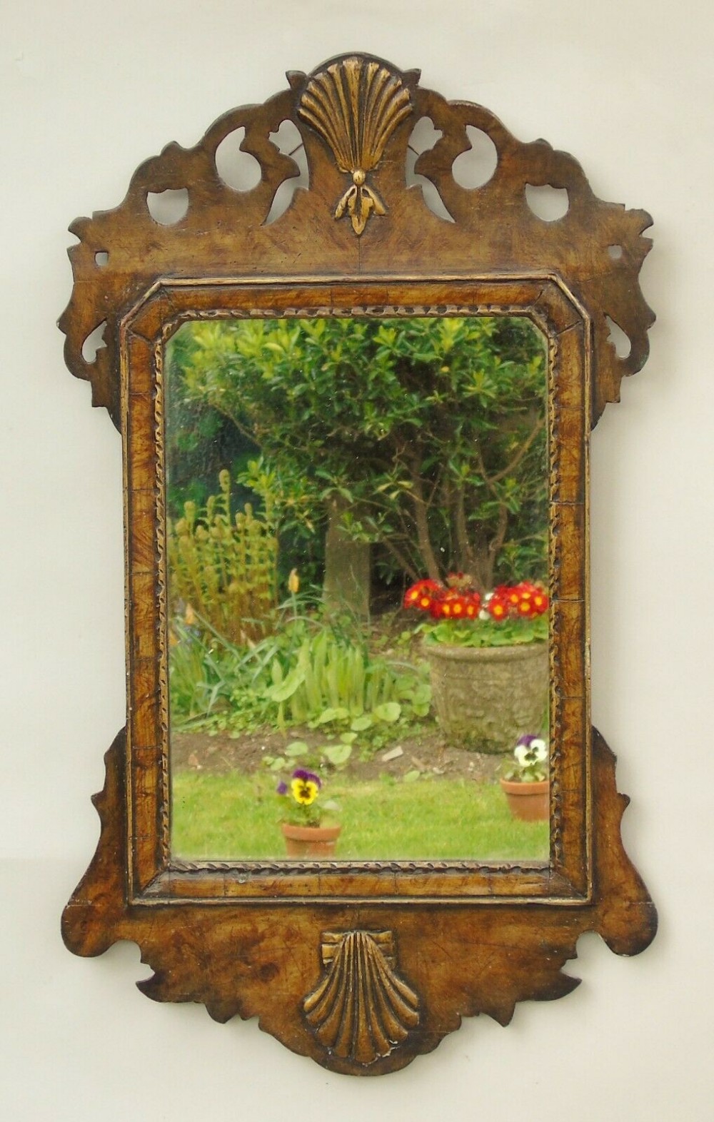 Charming Antique Walnut Parcel Gilt Pier Glass 