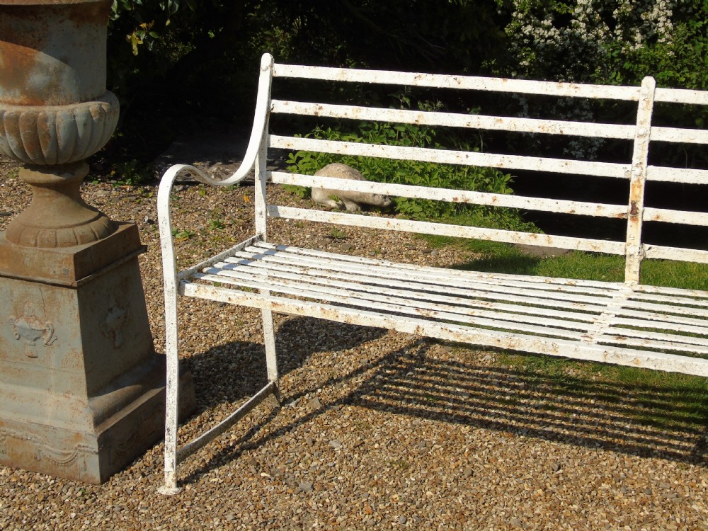 English Regency Wrought Iron Strapwork Garden Bench View III