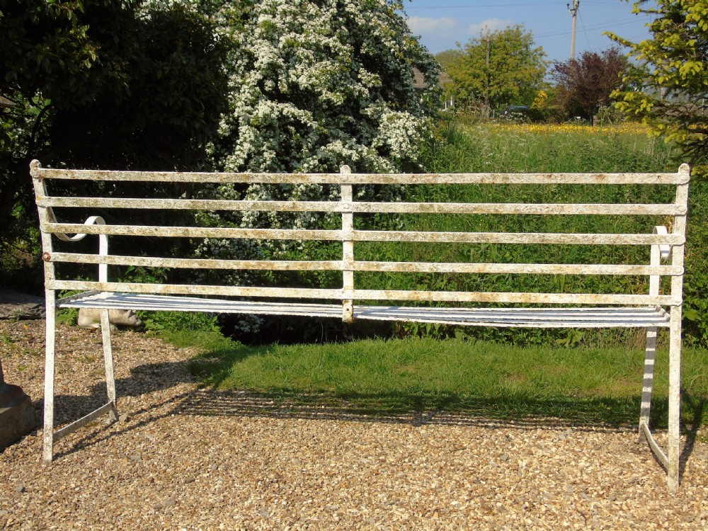 English Regency Wrought Iron Strapwork Garden Bench View IV