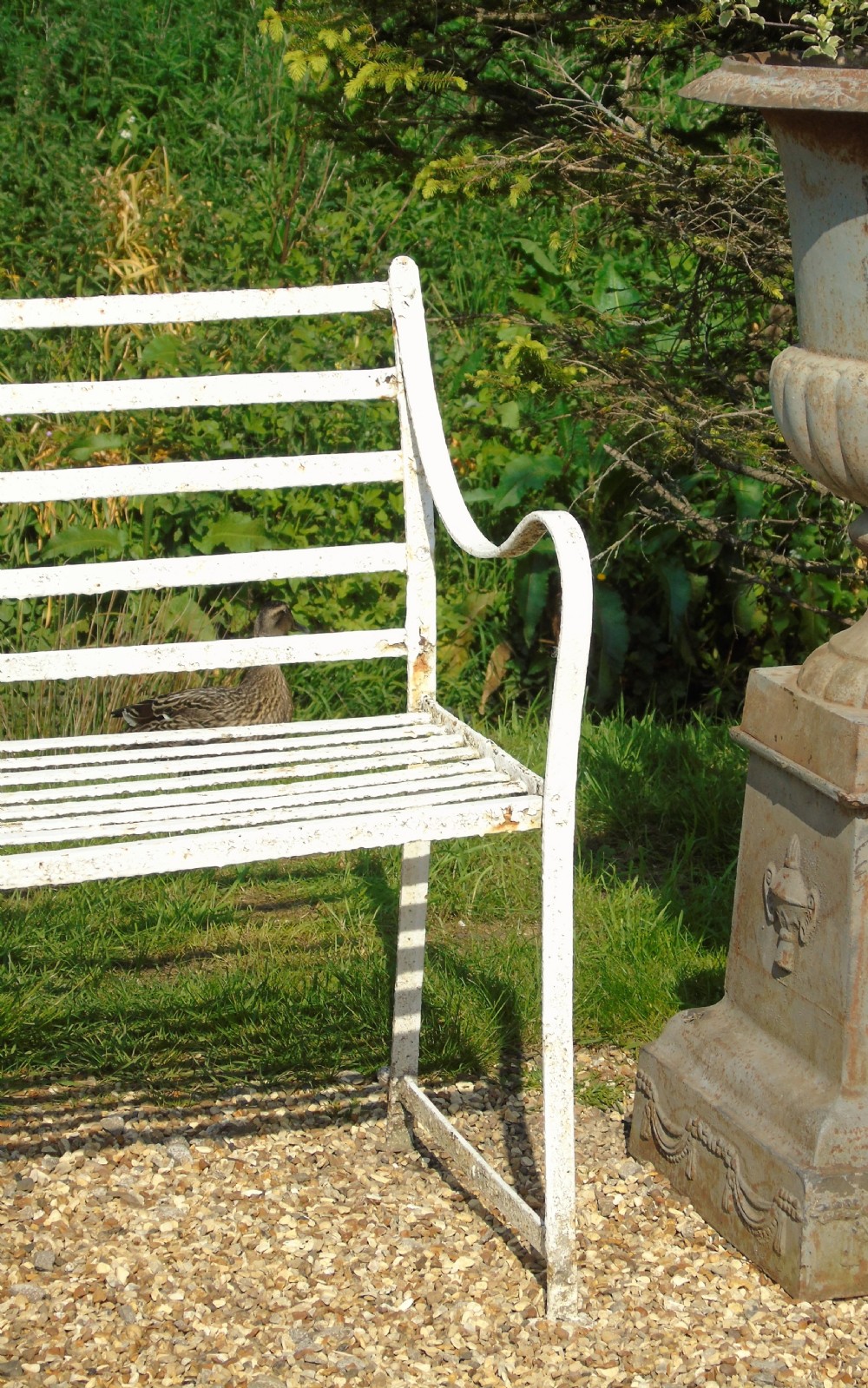 English Regency Wrought Iron Strapwork Garden Bench View VI