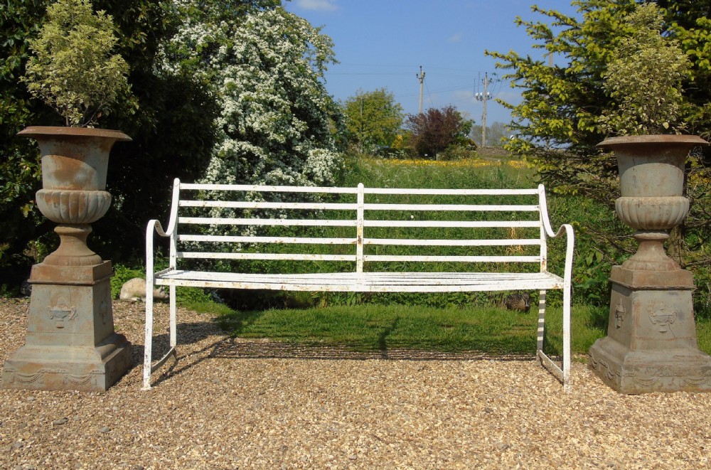 English Regency Wrought Iron Strapwork Garden Bench View VII