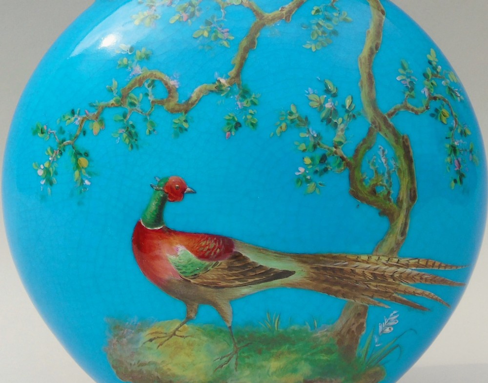 Minton Porcelain Moon Flask William Mussill 1875 Bleu Celeste View II