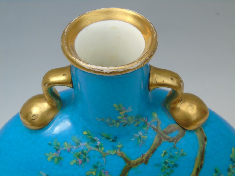 Minton Porcelain Moon Flask William Mussill 1875 Bleu Celeste View III