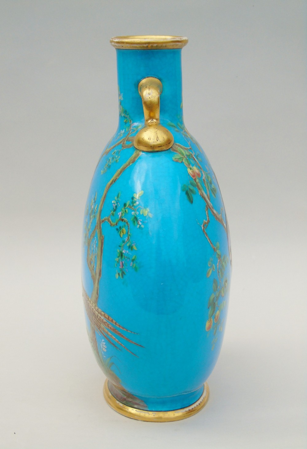 Minton Porcelain Moon Flask William Mussill 1875 Bleu Celeste View V