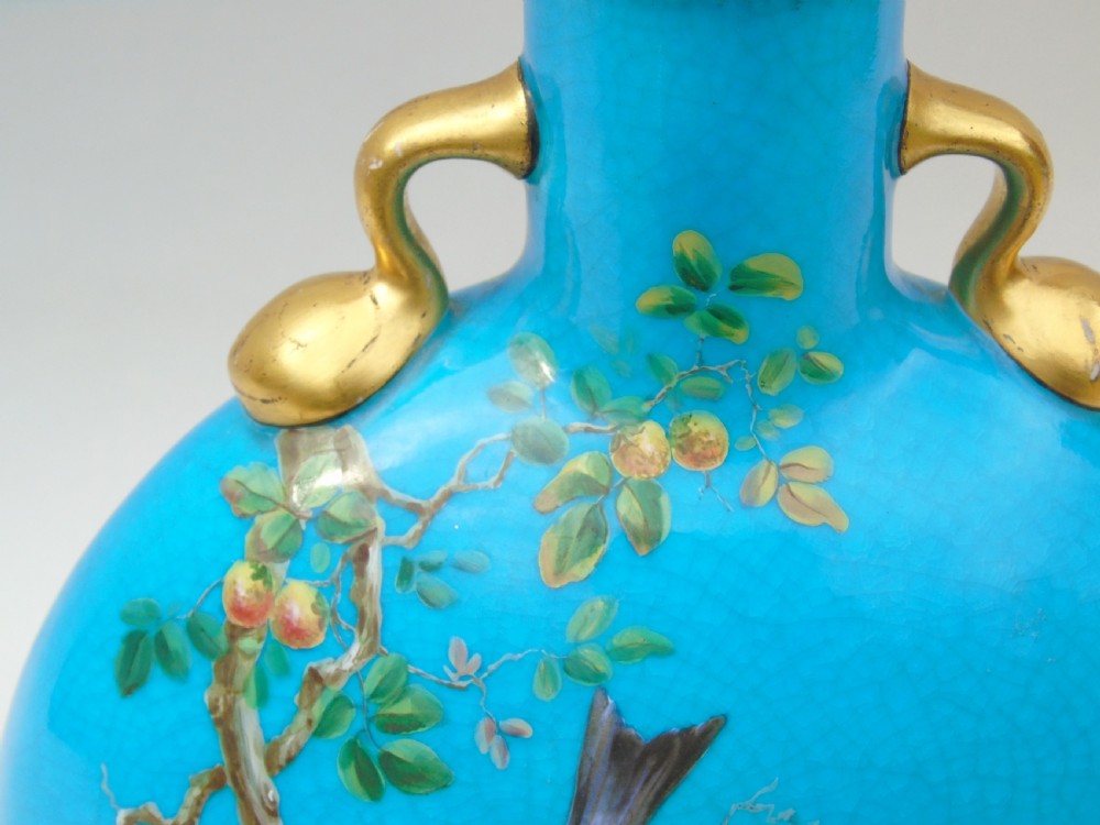 Minton Porcelain Moon Flask William Mussill 1875 Bleu Celeste View X