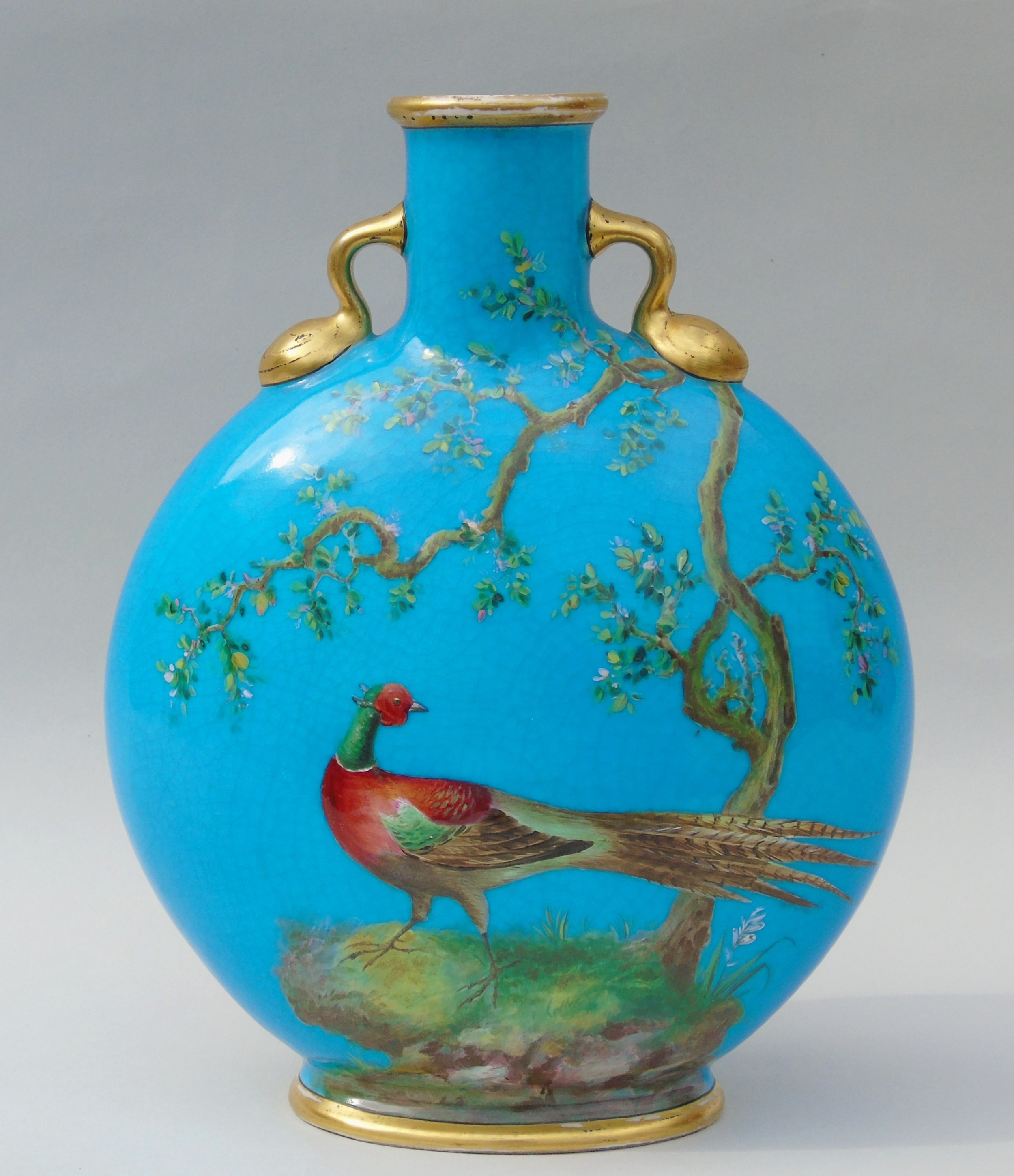 Minton Porcelain Moon Flask William Mussill 1875 Bleu Celeste