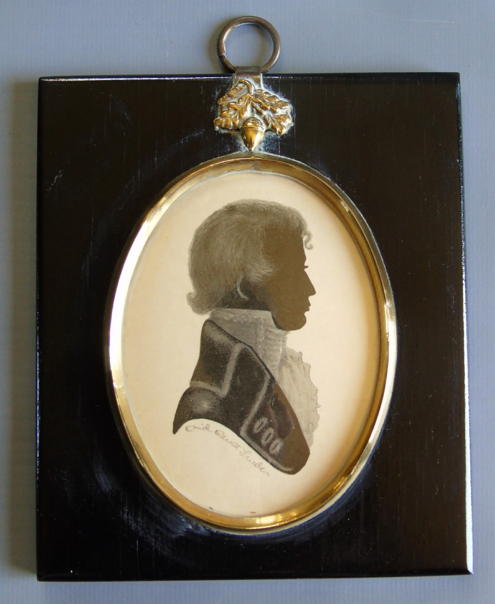 Georgian Silhouette Portrait Painting of Young Gentleman Signed View III