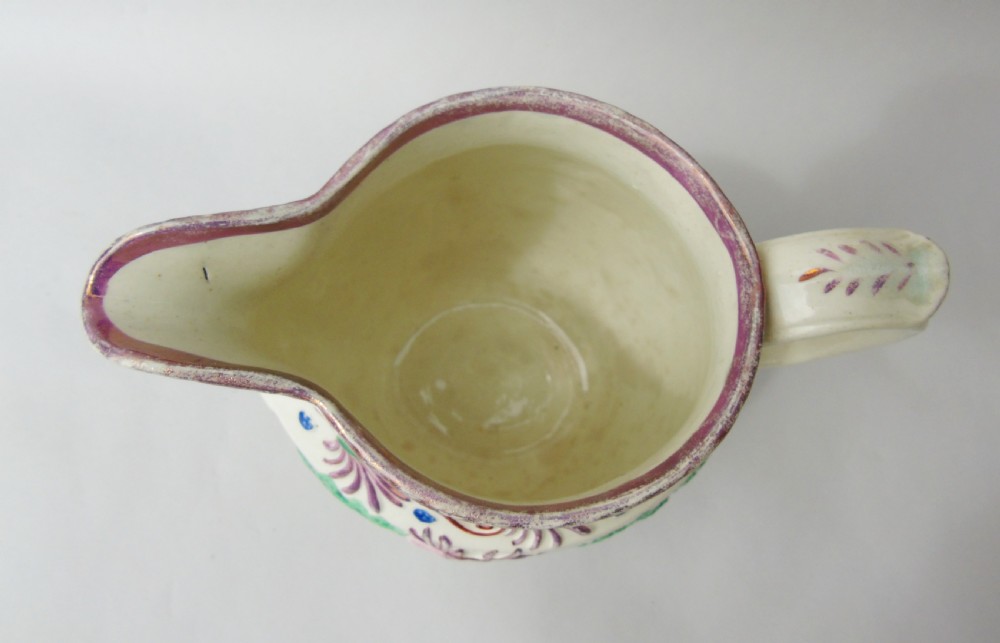 Attractive Pink Lustre Creamware Jug With Deer Circa 1820 View III