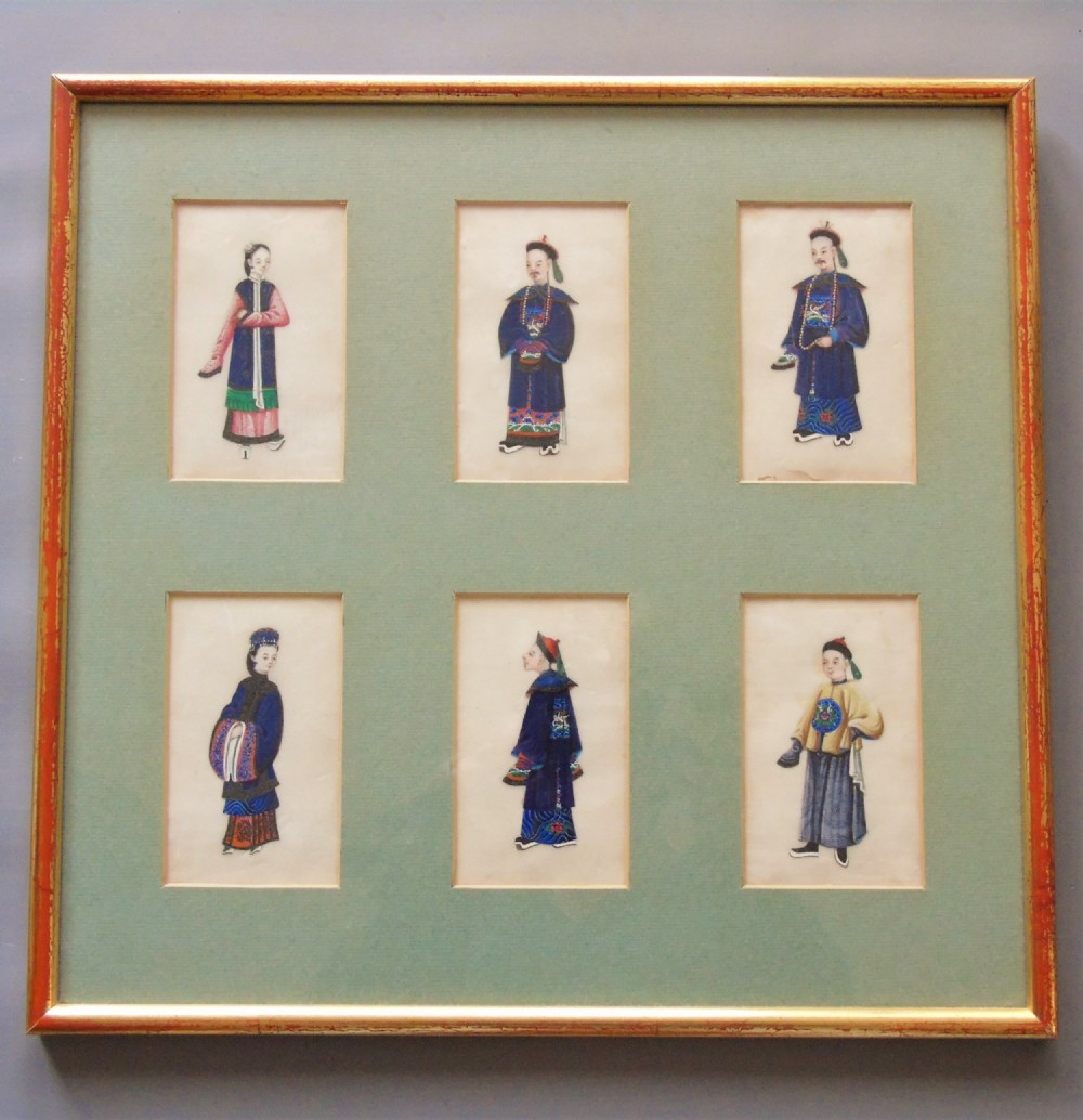 Antique Paintings on Pith Six Chinese Dignitaries 