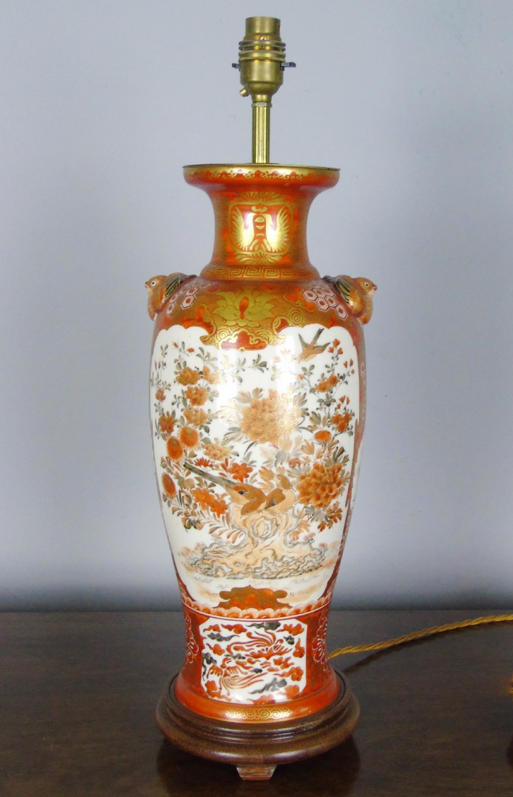 Antique Japanese Kutani Meiji Table Lamp