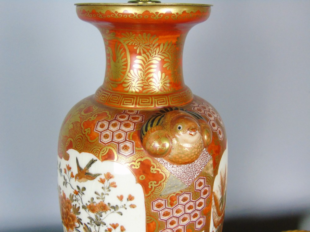 Antique Japanese Kutani Meiji Table Lamp View IV