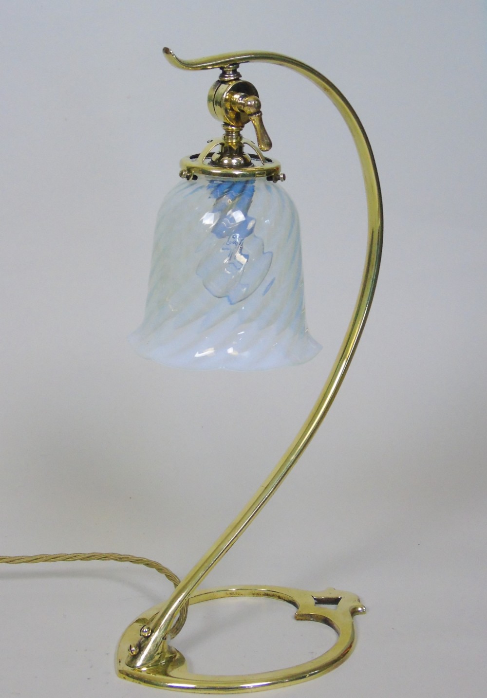 Beautiful Art Nouveau Adjustable Brass Table Lamp