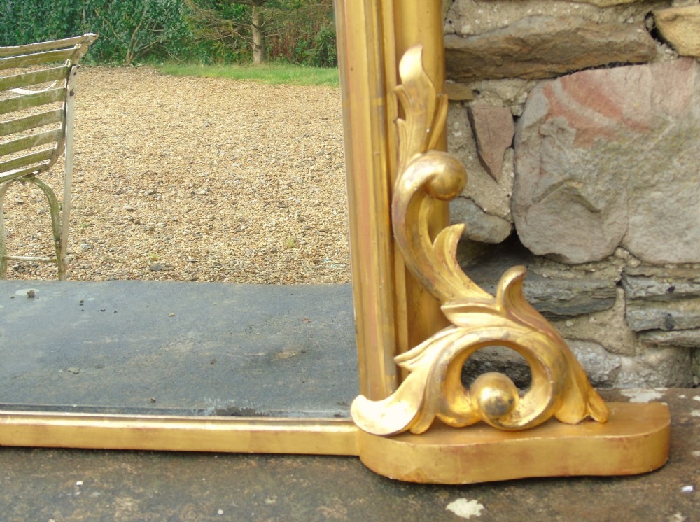 Large Antique French Arched Gilt Mirror of Unusual Size View III