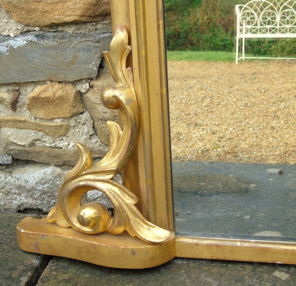 Large Antique French Arched Gilt Mirror of Unusual Size View IV