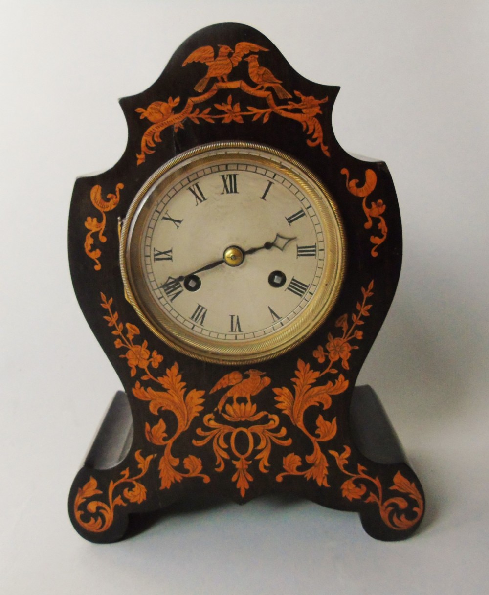 Pretty Rosewood Inlaid Mantle Clock by Le Roy of Paris 