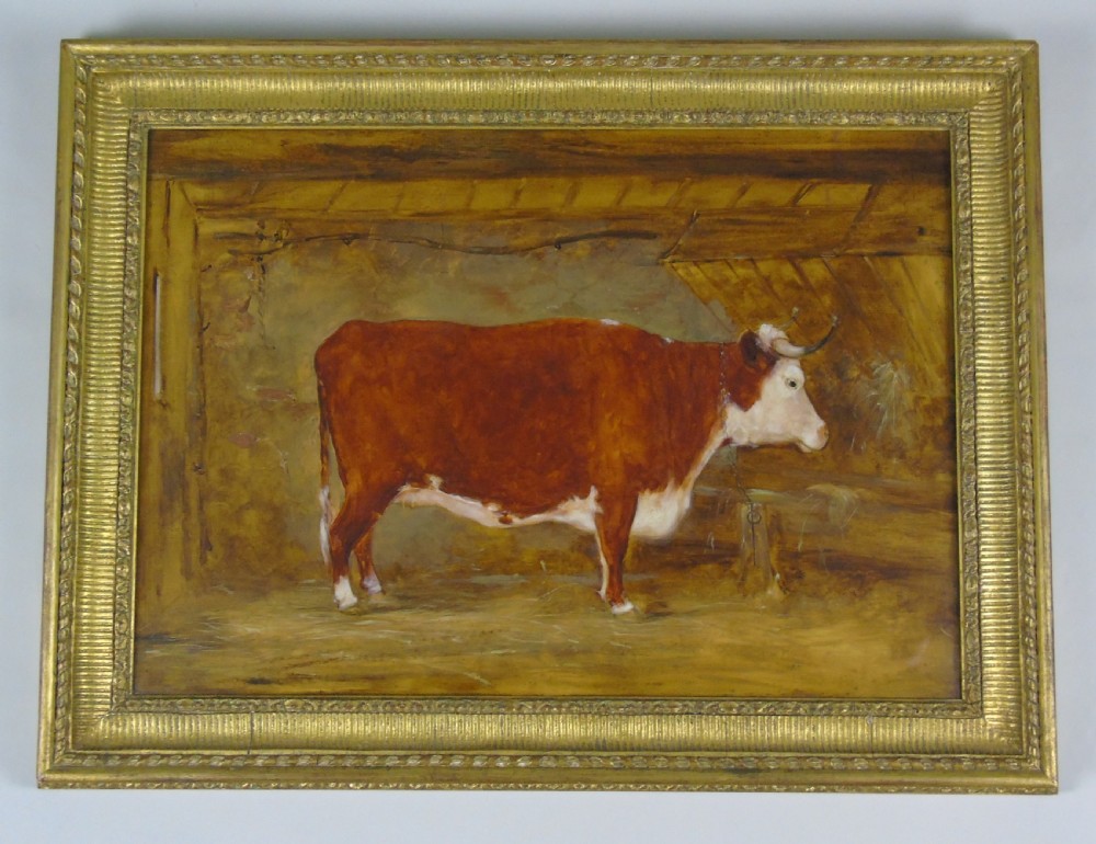 Early 19th Century Oil Painting Study of a Heifer Standing in a Stable. Circle of John Boultbee View III