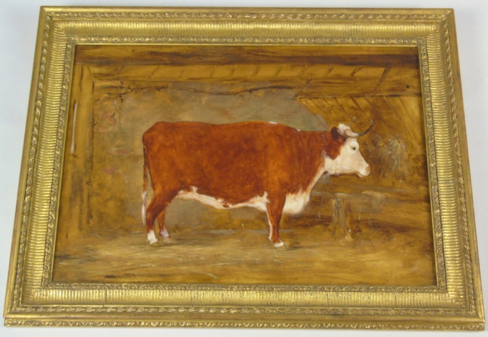 Early 19th Century Oil Painting Study of a Heifer Standing in a Stable. Circle of John Boultbee View IV