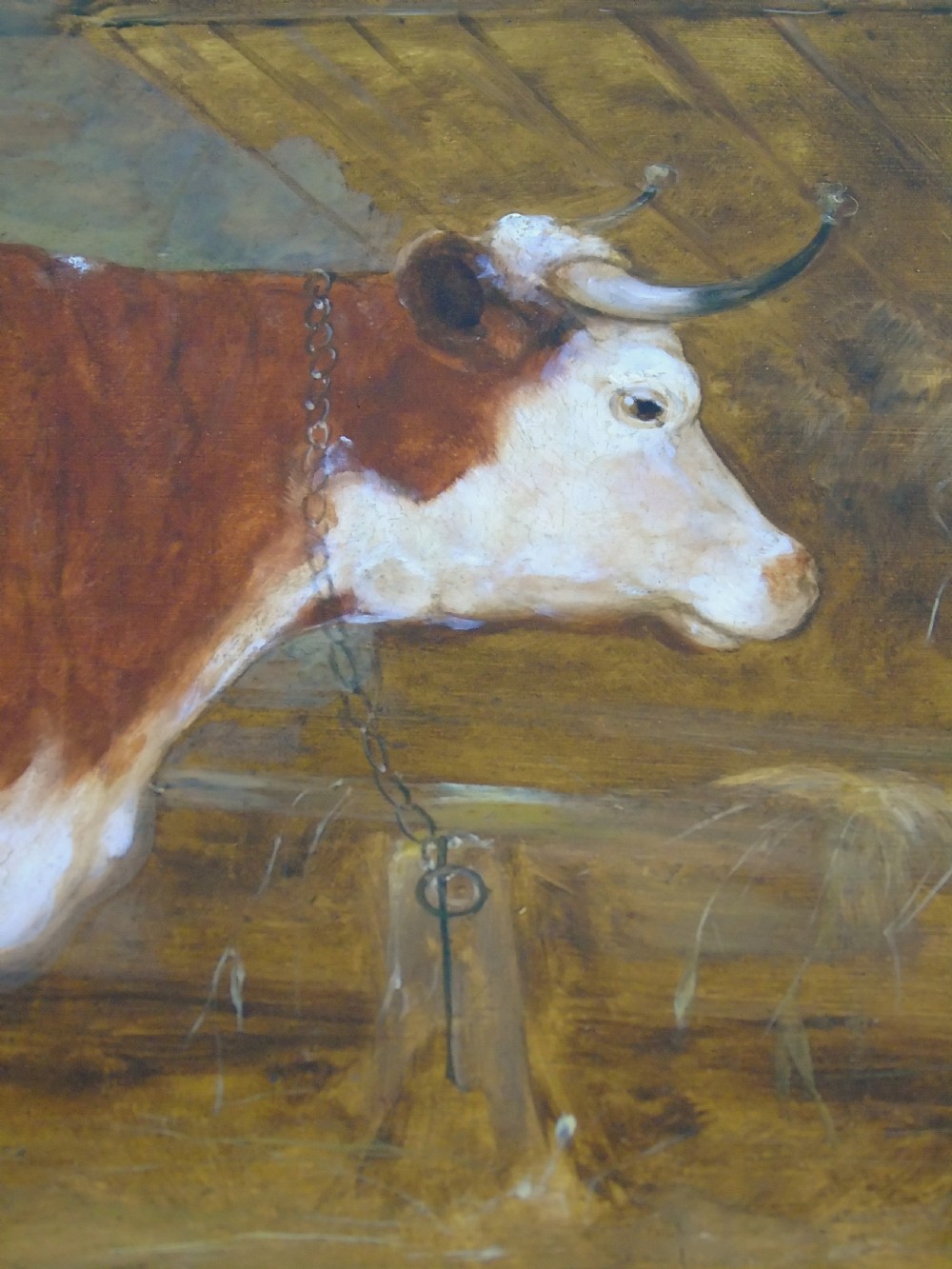 Early 19th Century Oil Painting Study of a Heifer Standing in a Stable. Circle of John Boultbee View V