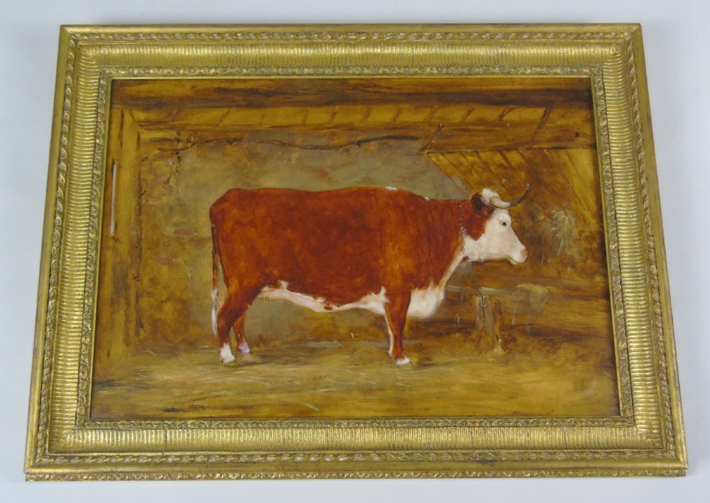 Early 19th Century Oil Painting Study of a Heifer Standing in a Stable. Circle of John Boultbee View VI