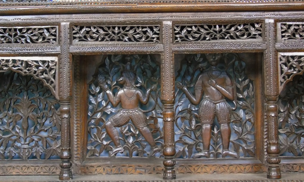 Stunning 19th Century Carved Anglo Indian Hardwood Display Shelves View X