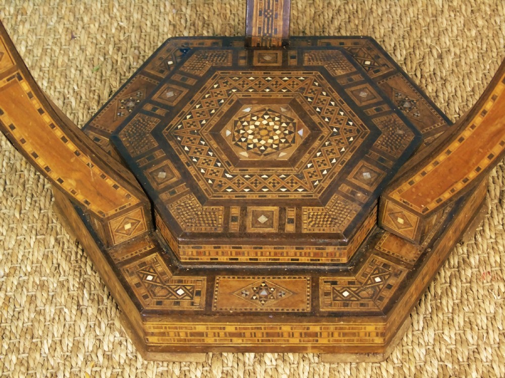 Superb Early 20th Century Syrian Specimen Wood & Mother of Pearl Inlaid Table View III