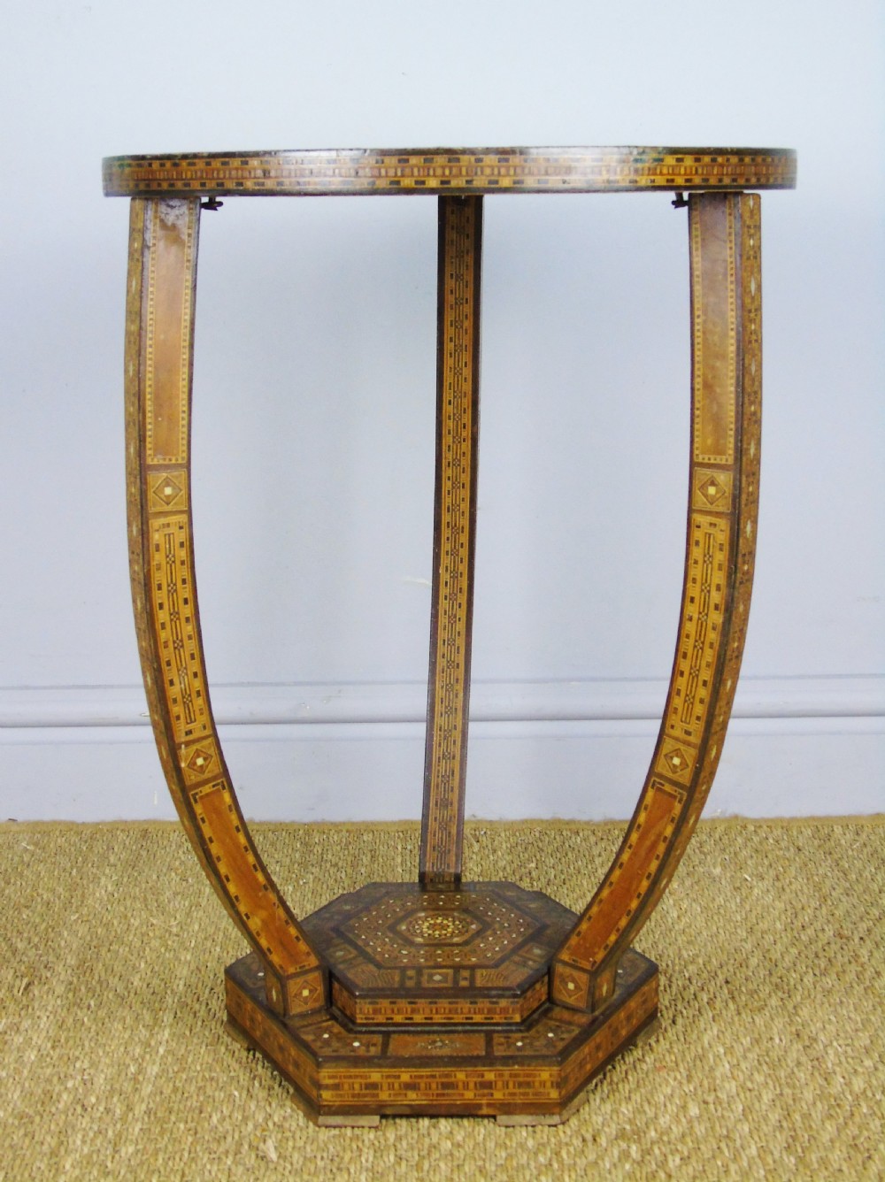Superb Early 20th Century Syrian Specimen Wood & Mother of Pearl Inlaid Table View VI