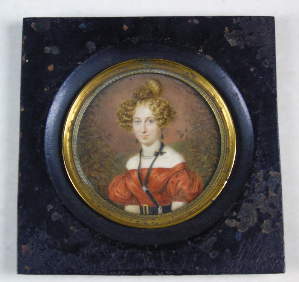 Good Early 19th Century Portrait Painting Georgian Lady View V
