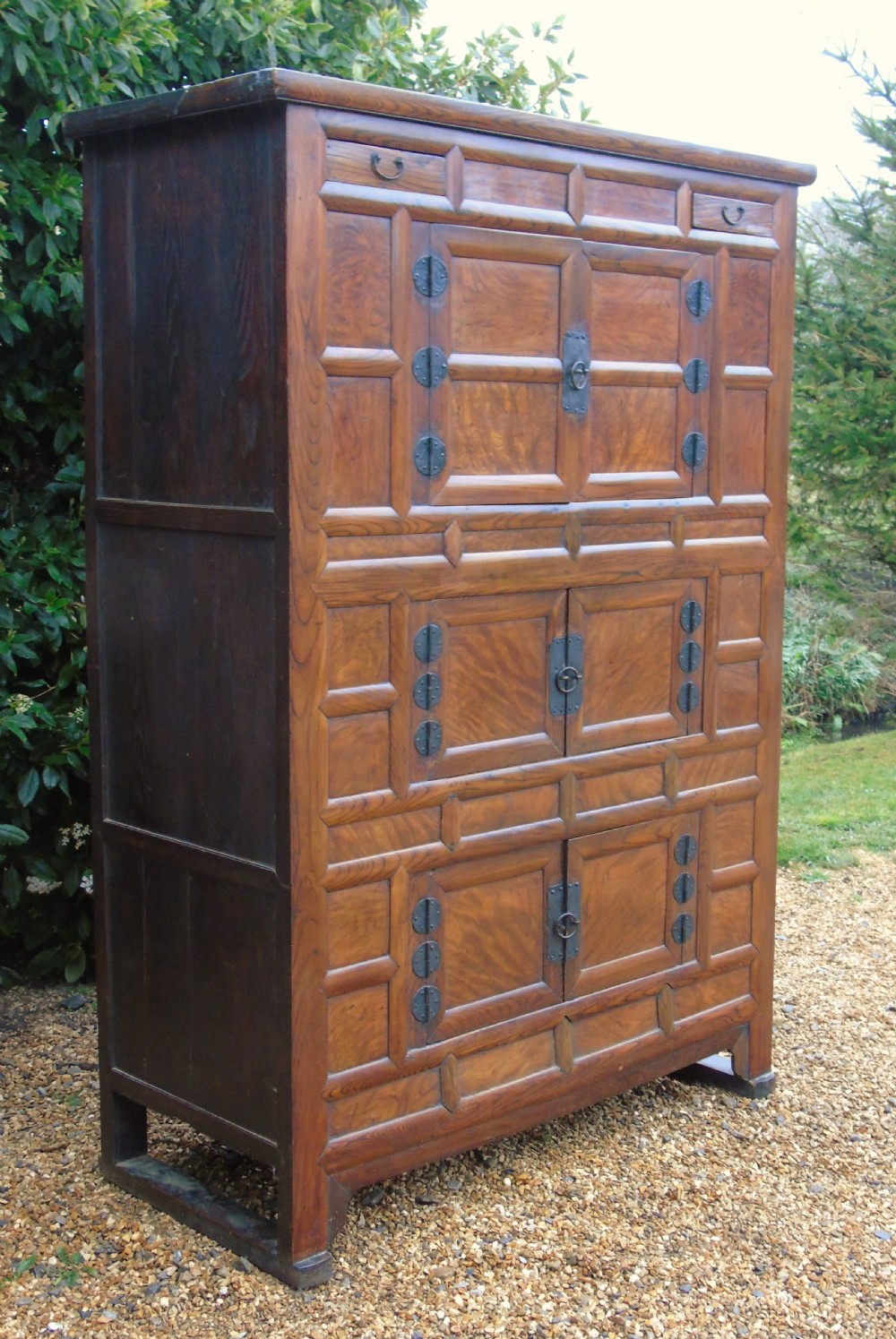 Beautiful Antique Elm Eastern Cabinet View III