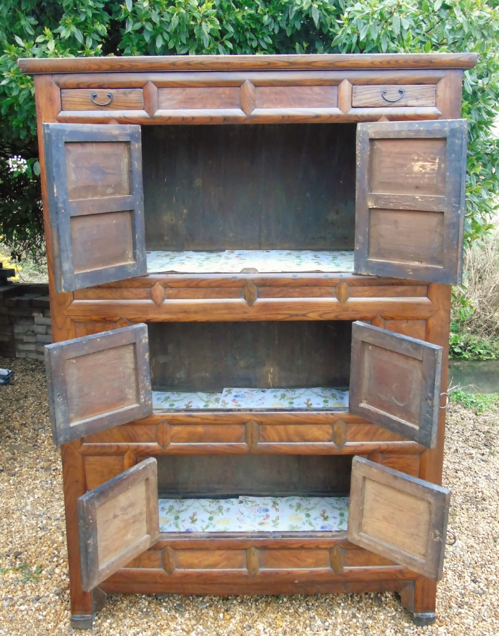 Beautiful Antique Elm Eastern Cabinet View VI
