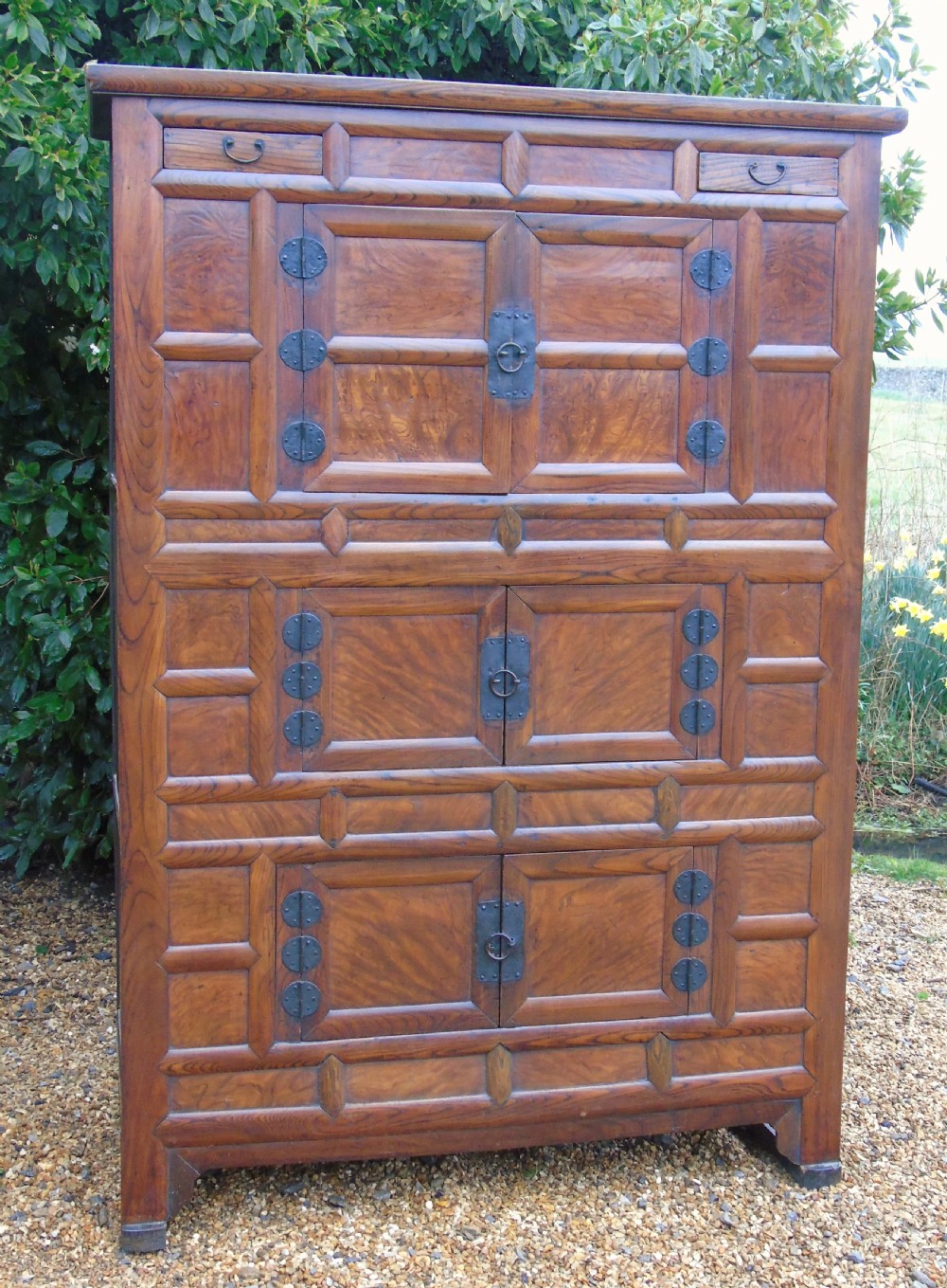 Beautiful Antique Elm Eastern Cabinet View VIII