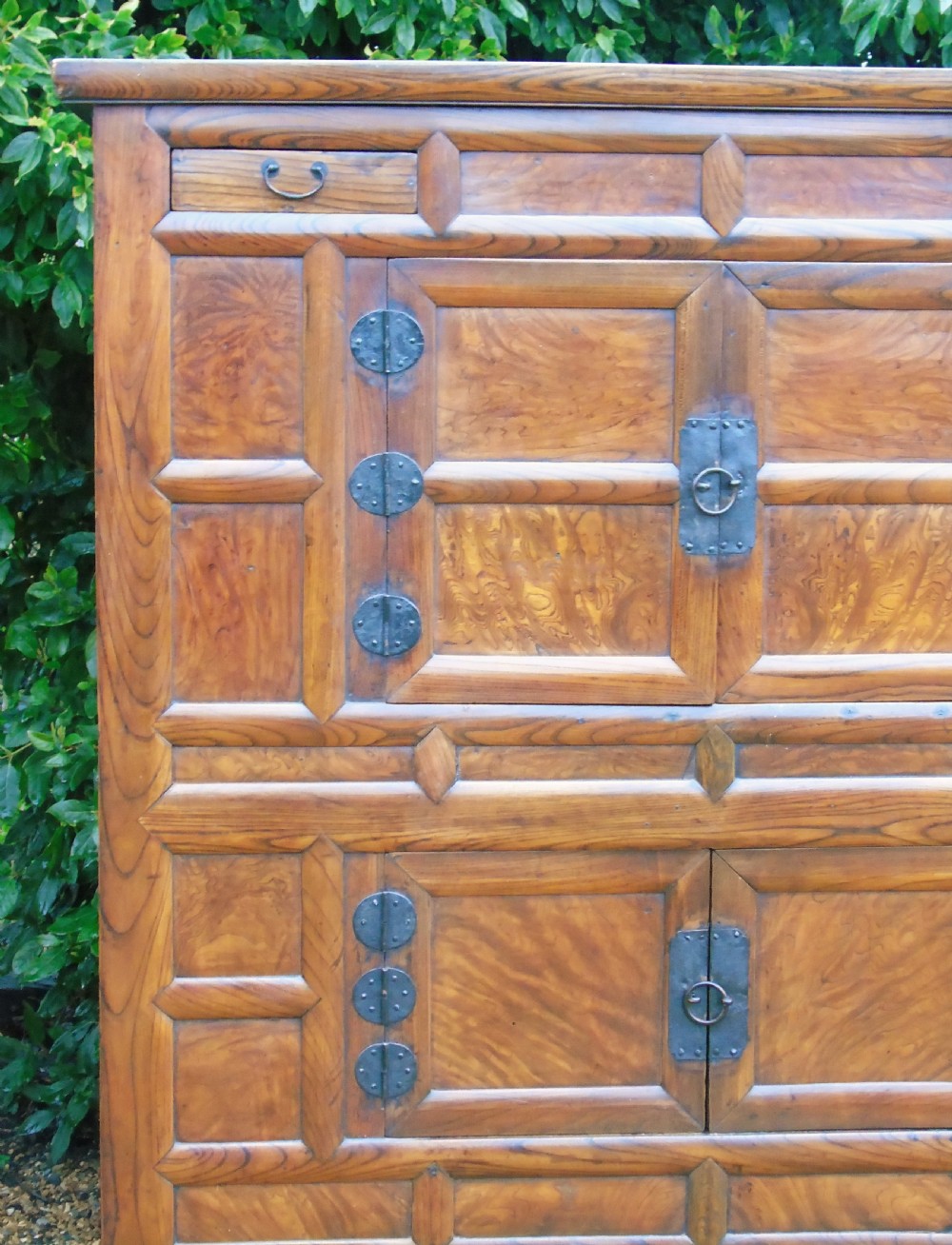 Beautiful Antique Elm Eastern Cabinet View IX