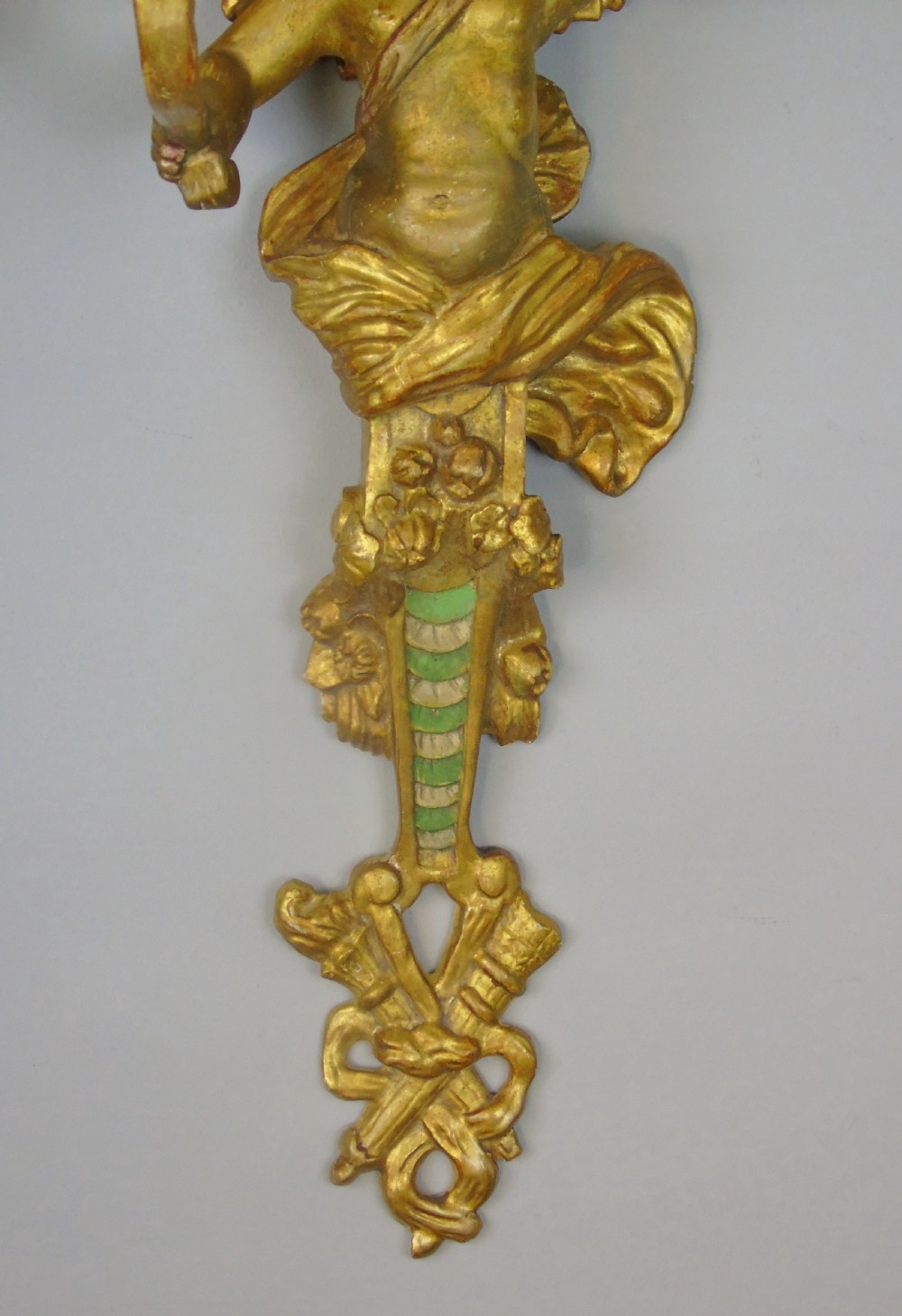 Pair of Italian Carved Giltwood Cherub Wall Candle Sconce View III