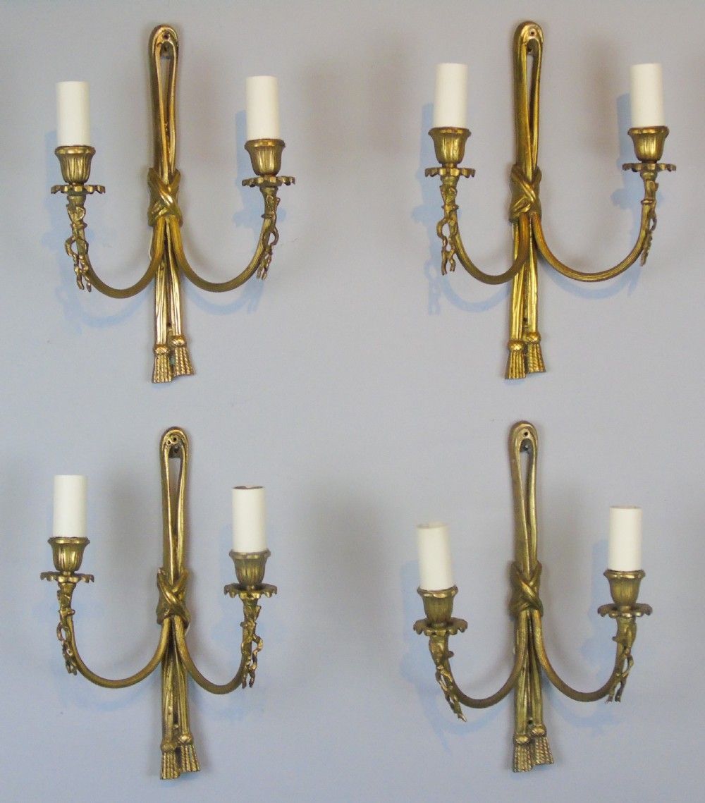 Elegant Set of Four Gilt Bronze French Wall Lights View V