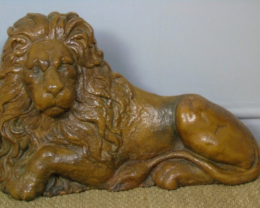 Charming Victorian Large Cast Iron Lion in Original Paint View II