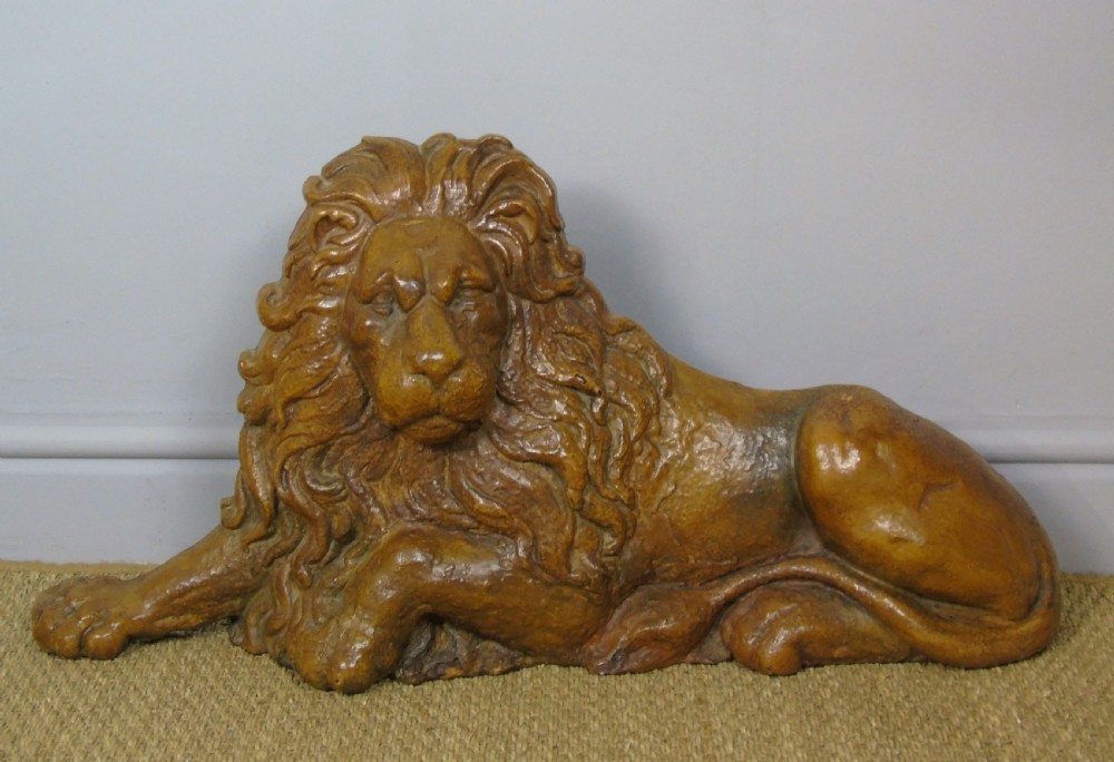 Charming Victorian Large Cast Iron Lion in Original Paint