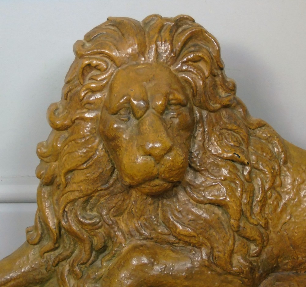 Charming Victorian Large Cast Iron Lion in Original Paint View III
