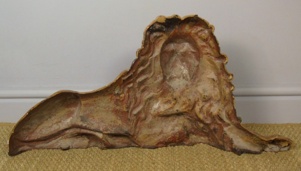 Charming Victorian Large Cast Iron Lion in Original Paint View IV