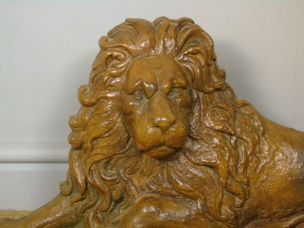 Charming Victorian Large Cast Iron Lion in Original Paint View V