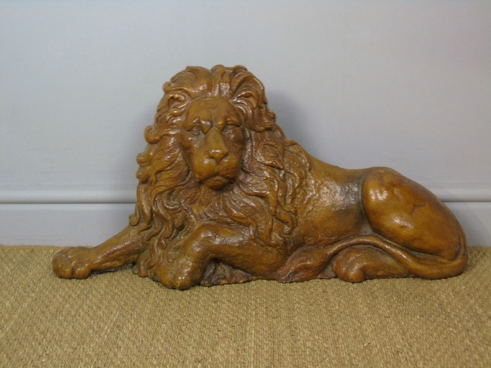Charming Victorian Large Cast Iron Lion in Original Paint View VI